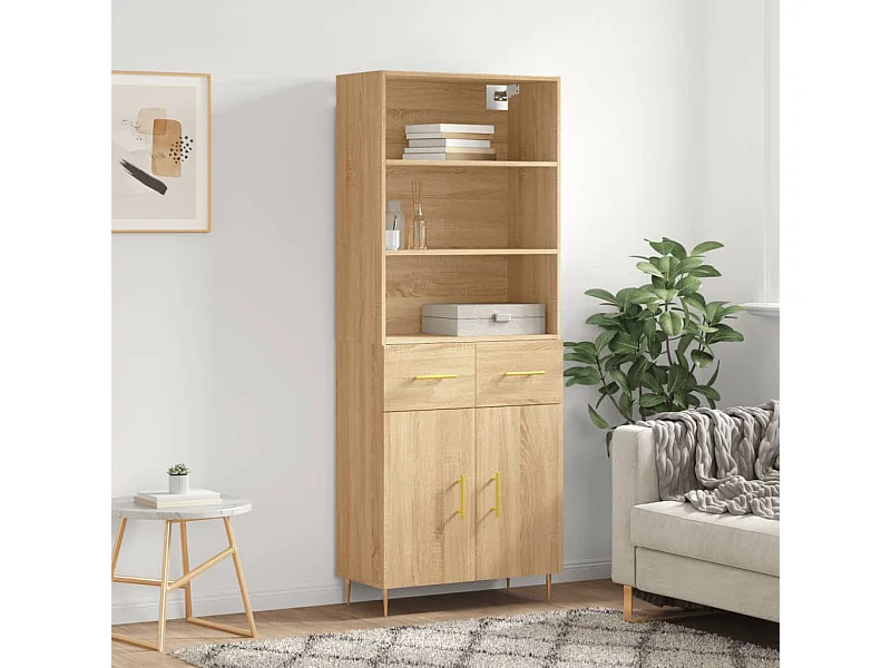 Hoog dressoir Sonoma eiken 69,5x34x180 cm Technisch hout