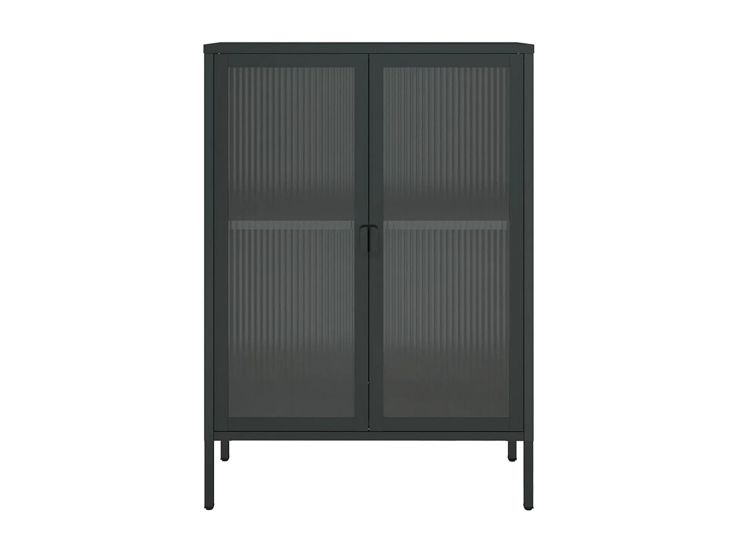 Buffet noir 75x35x105 cm verre et acier