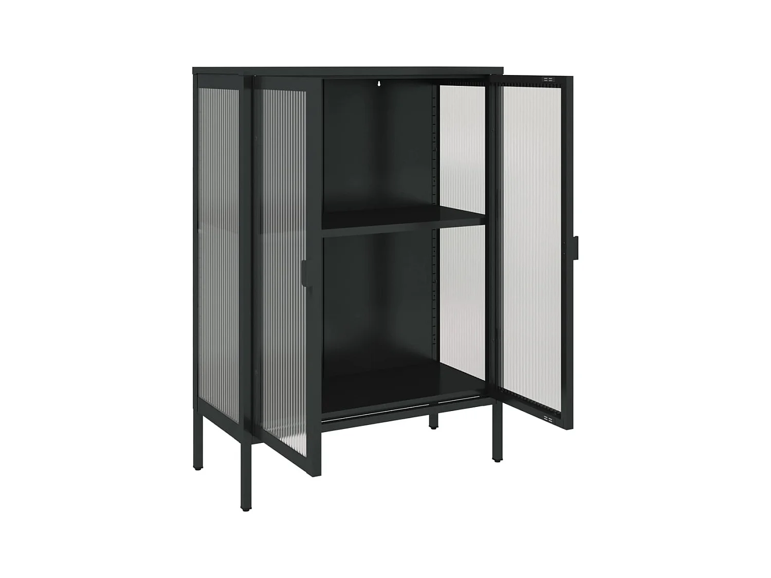 Zwart dressoir 75x35x105 cm glas en staal