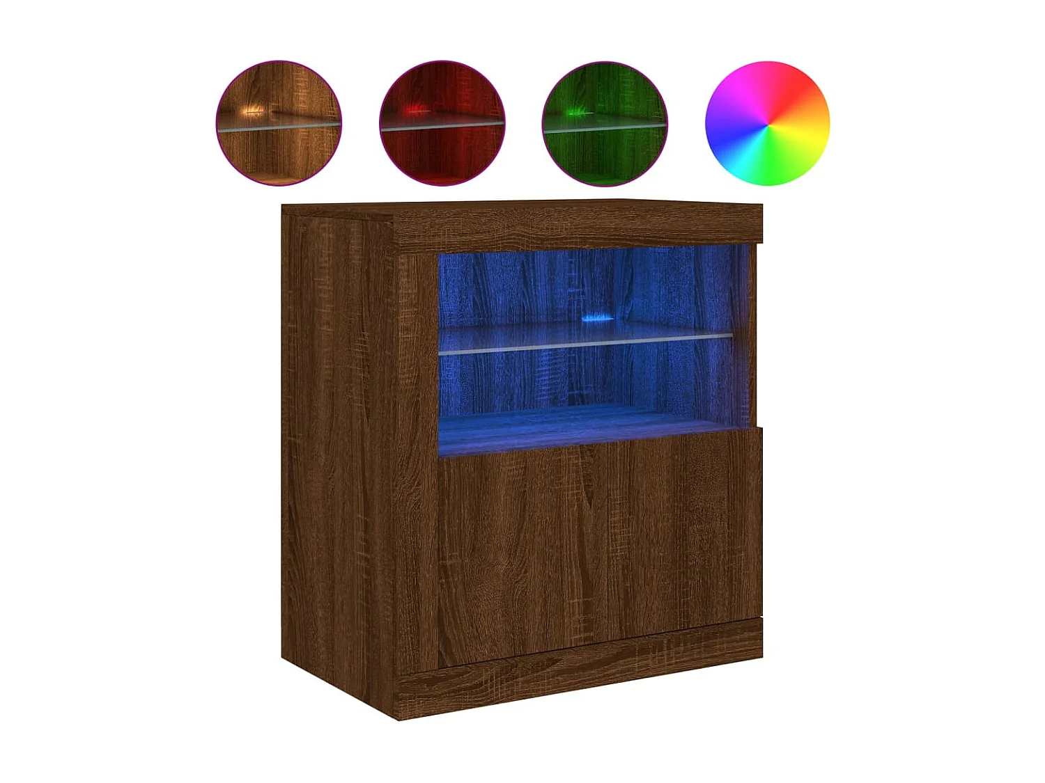 Buffet avec lumières LED chêne marron 60,5x37x67 cm