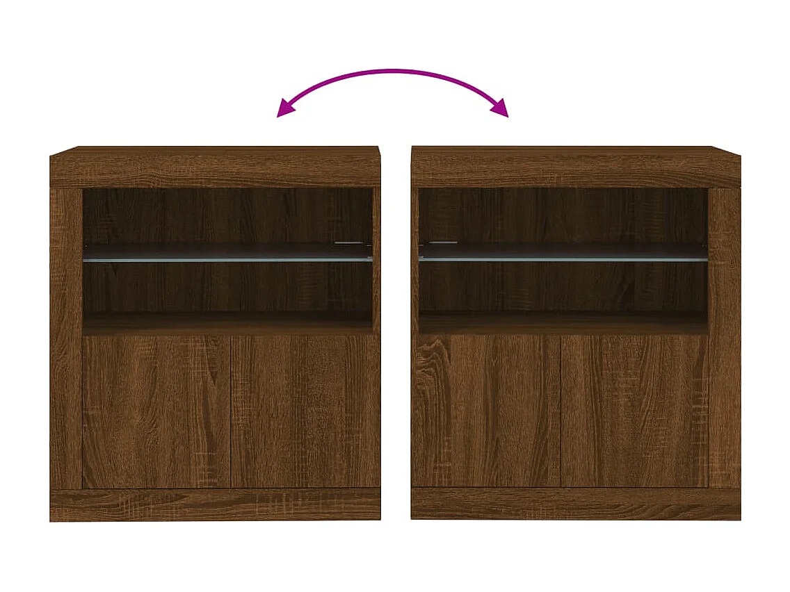 Buffet avec lumières LED chêne marron 60,5x37x67 cm