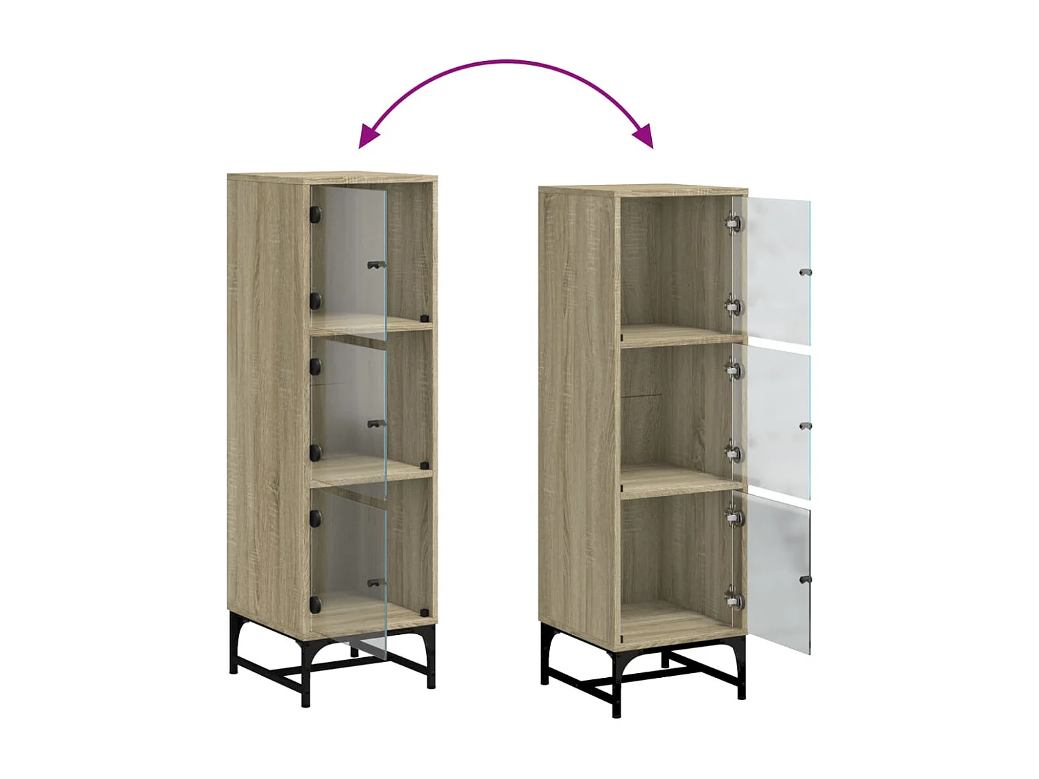 Buffet avec portes en verre chêne sonoma 35x37x120 cm