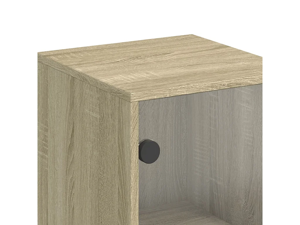 Buffet avec portes en verre chêne sonoma 35x37x120 cm