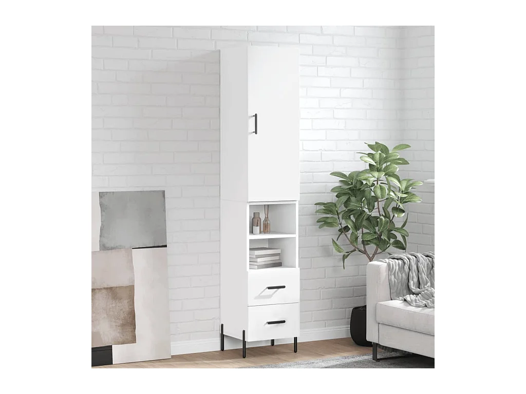 Wit hoog dressoir 34,5x34x180 cm Technisch hout