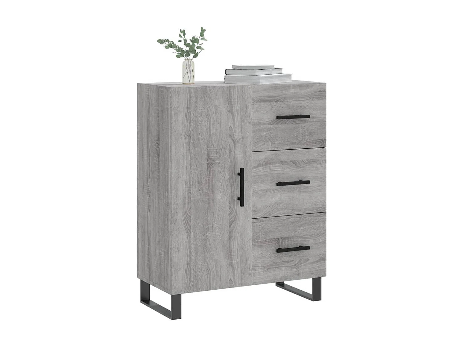 Credenza Sonoma grigia 69,5x34x90 cm in legno ingegnerizzato