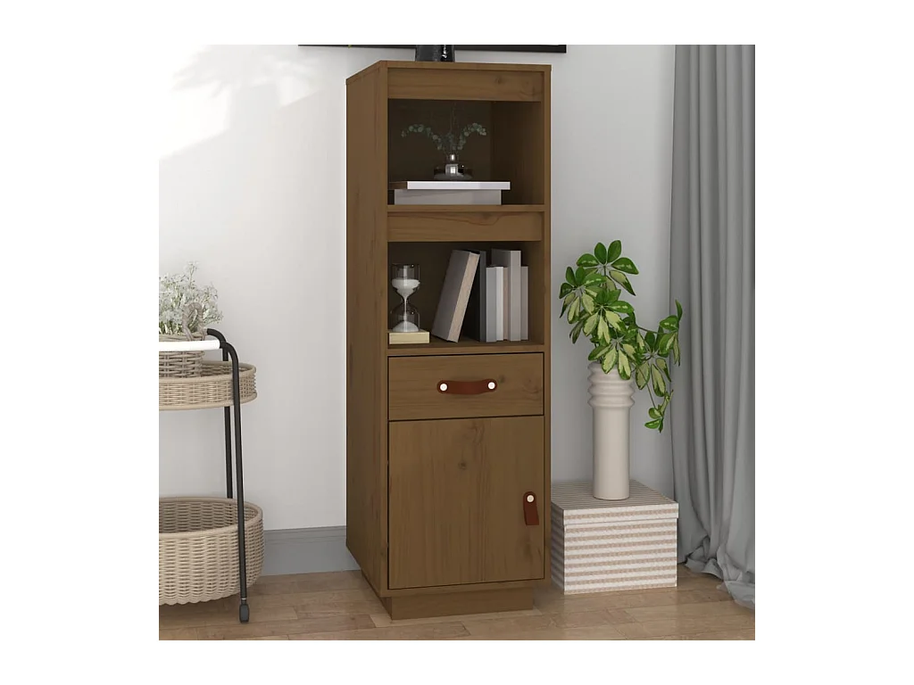 Buffet haut Marron miel 34x40x108,5 cm Bois massif de pin