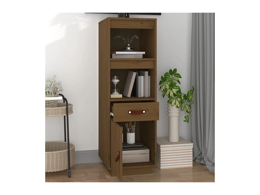 Buffet haut Marron miel 34x40x108,5 cm Bois massif de pin