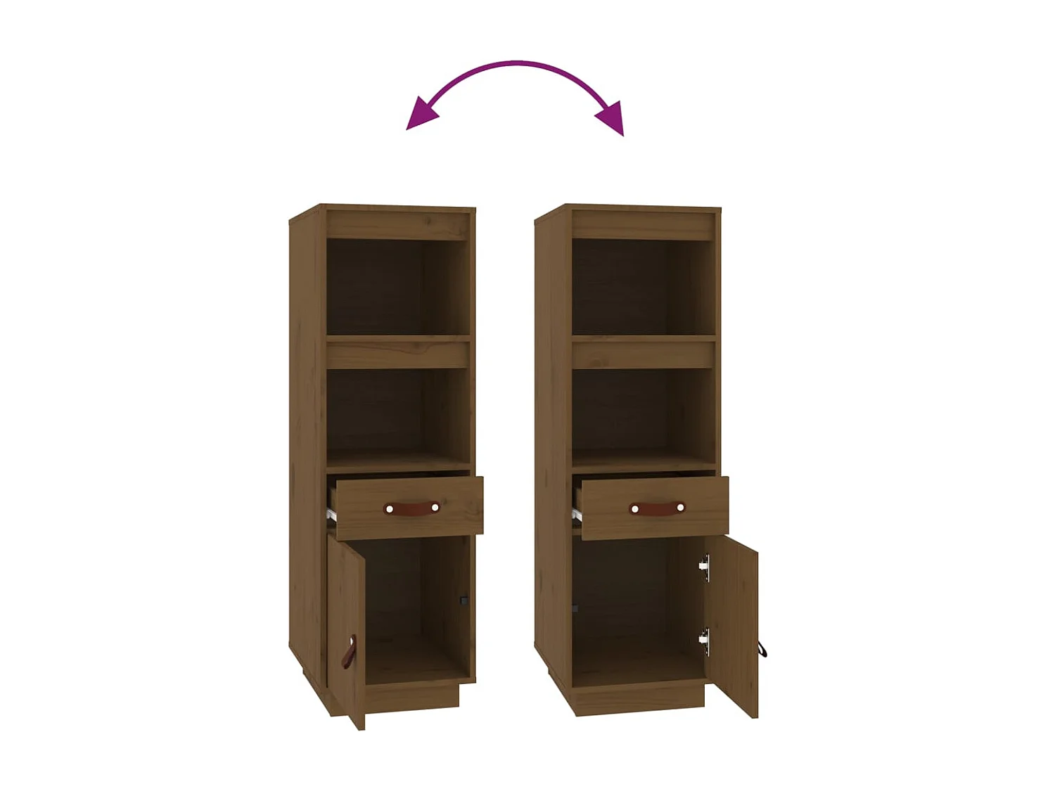 Buffet haut Marron miel 34x40x108,5 cm Bois massif de pin