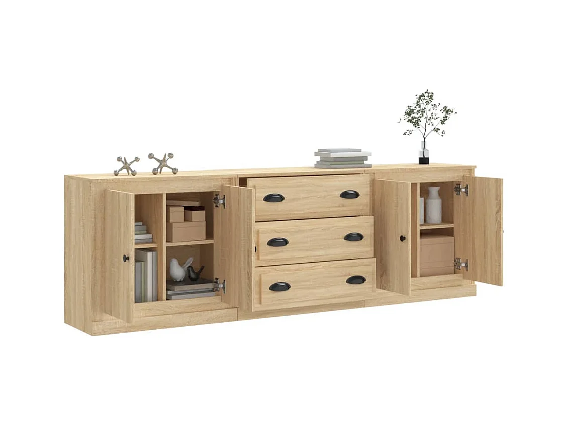 Buffets 3 pcs Chêne sonoma Bois d'ingénierie