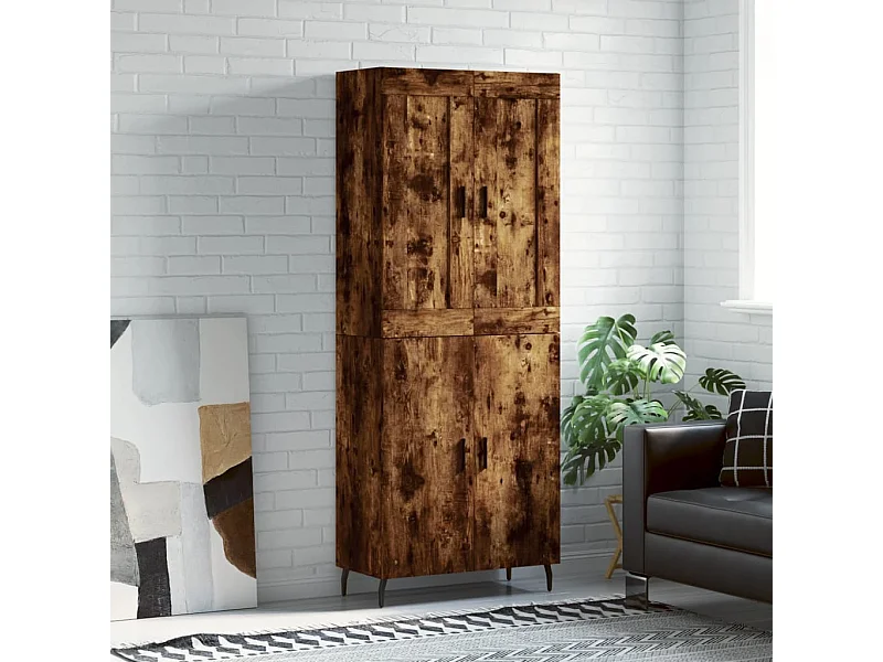 Credenza alta Rovere affumicato 69,5x34x180 cm Legno ingegnerizzato