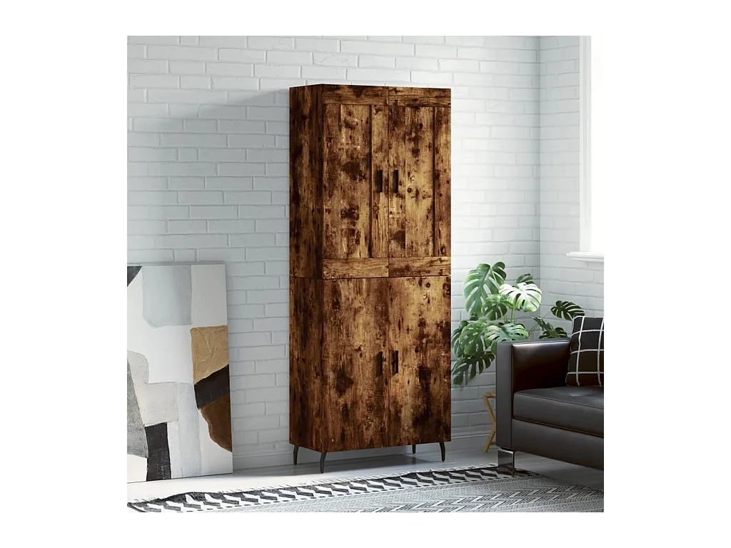 Buffet haut Chêne fumé 69,5x34x180 cm Bois d'ingénierie