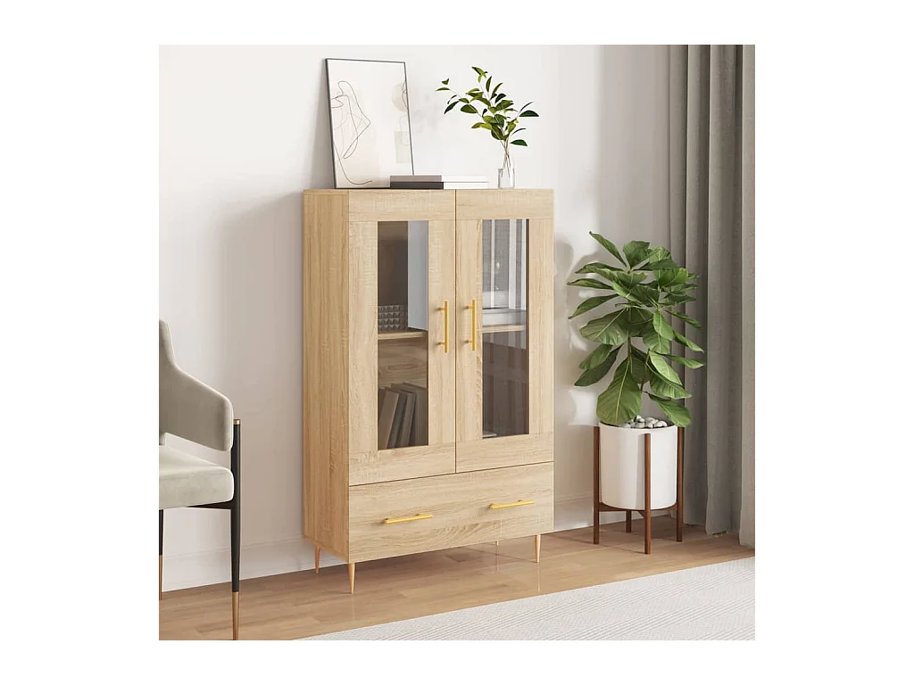 Buffet haut chêne sonoma 69,5x31x115 cm bois d'ingénierie