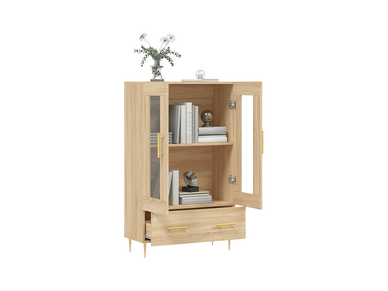 Buffet haut chêne sonoma 69,5x31x115 cm bois d'ingénierie