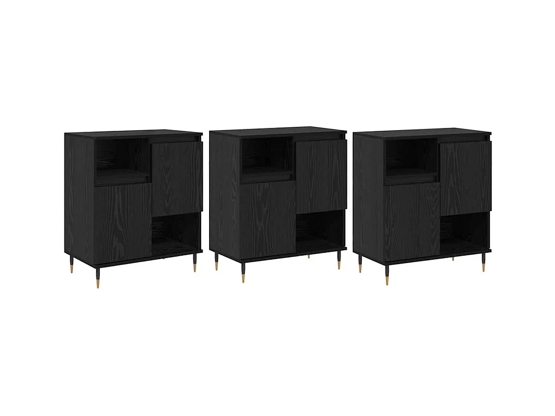 Buffets 3 pcs Chêne noir 180 x 35 x 70 cm Bois d'ingénierie
