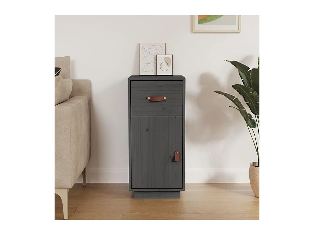 Aparador Gris 34x40x75 cm Madera Maciza de Pino