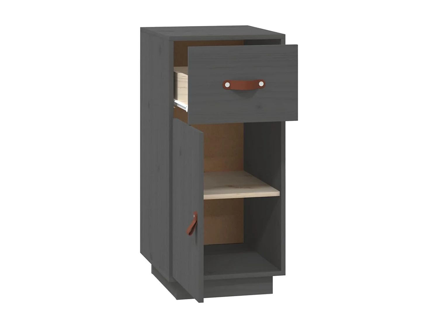 Aparador Gris 34x40x75 cm Madera Maciza de Pino