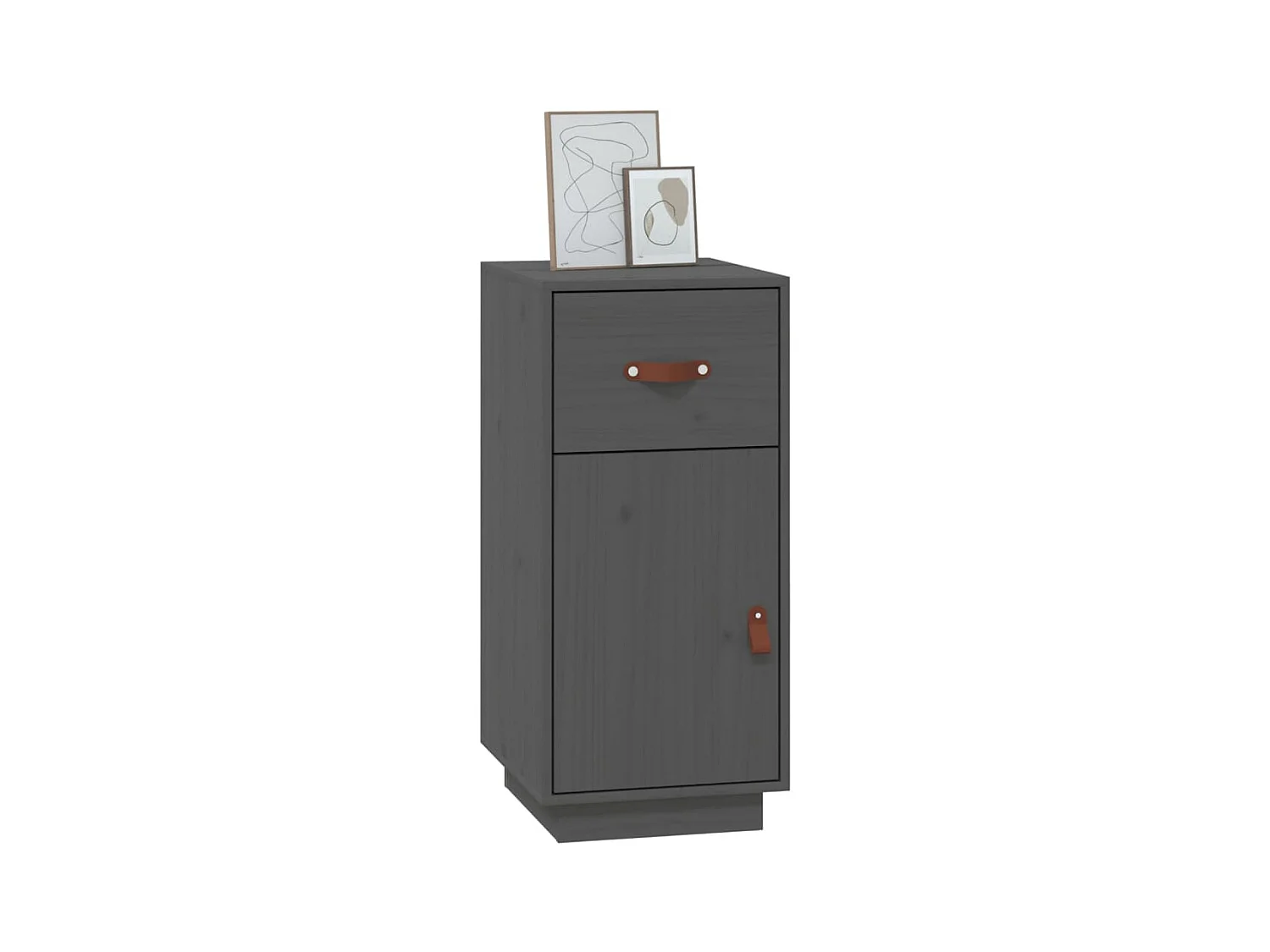 Buffet Gris 34x40x75 cm Bois massif de pin