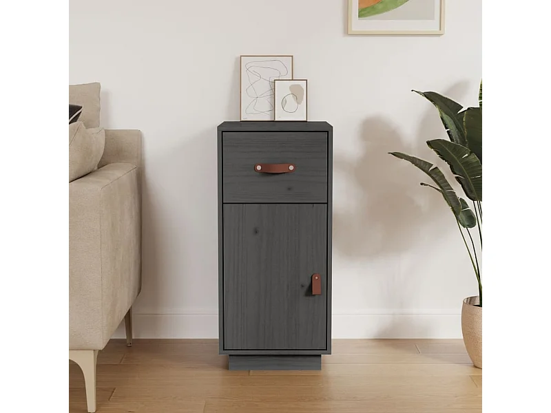 Buffet Gris 34x40x75 cm Bois massif de pin