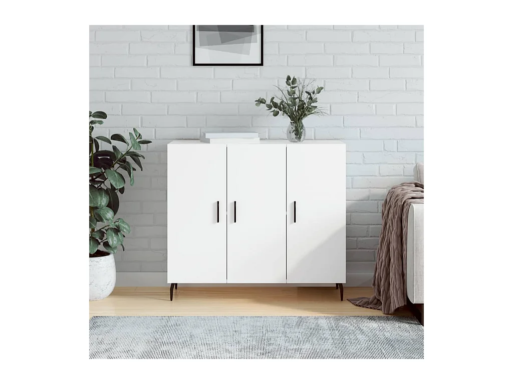 Credenza bianca 90x34x80 cm in legno ingegnerizzato