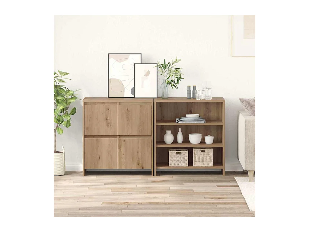 Buffets 2 pcs chêne artisanal 70 x 41 x 75 cm Bois d'ingénierie