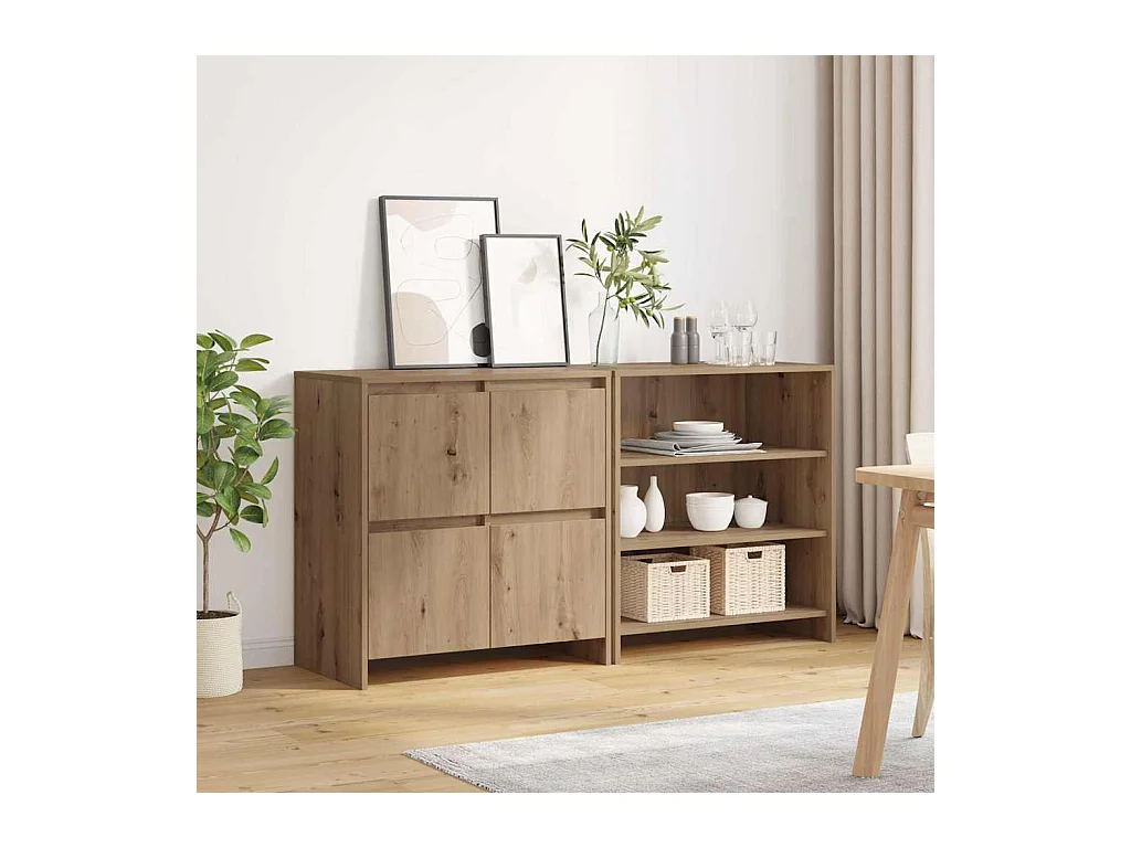 Buffets 2 pcs chêne artisanal 70 x 41 x 75 cm Bois d'ingénierie