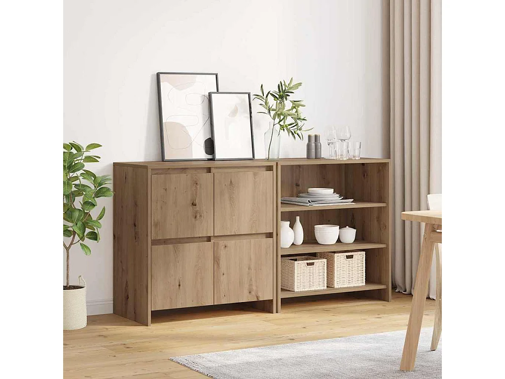 Sideboards 2 Stück handgefertigt Eiche 70 x 41 x 75 cm Holzwerkstoff