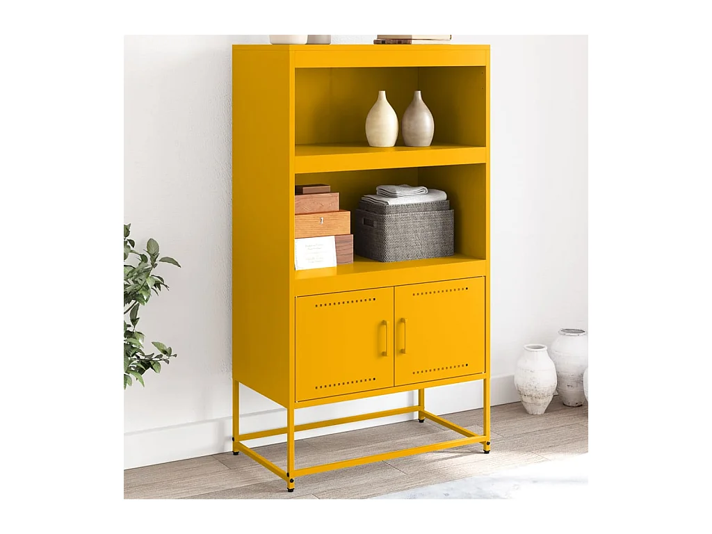 Buffet haut jaune moutarde 68,5x38,5x123,5 cm acier