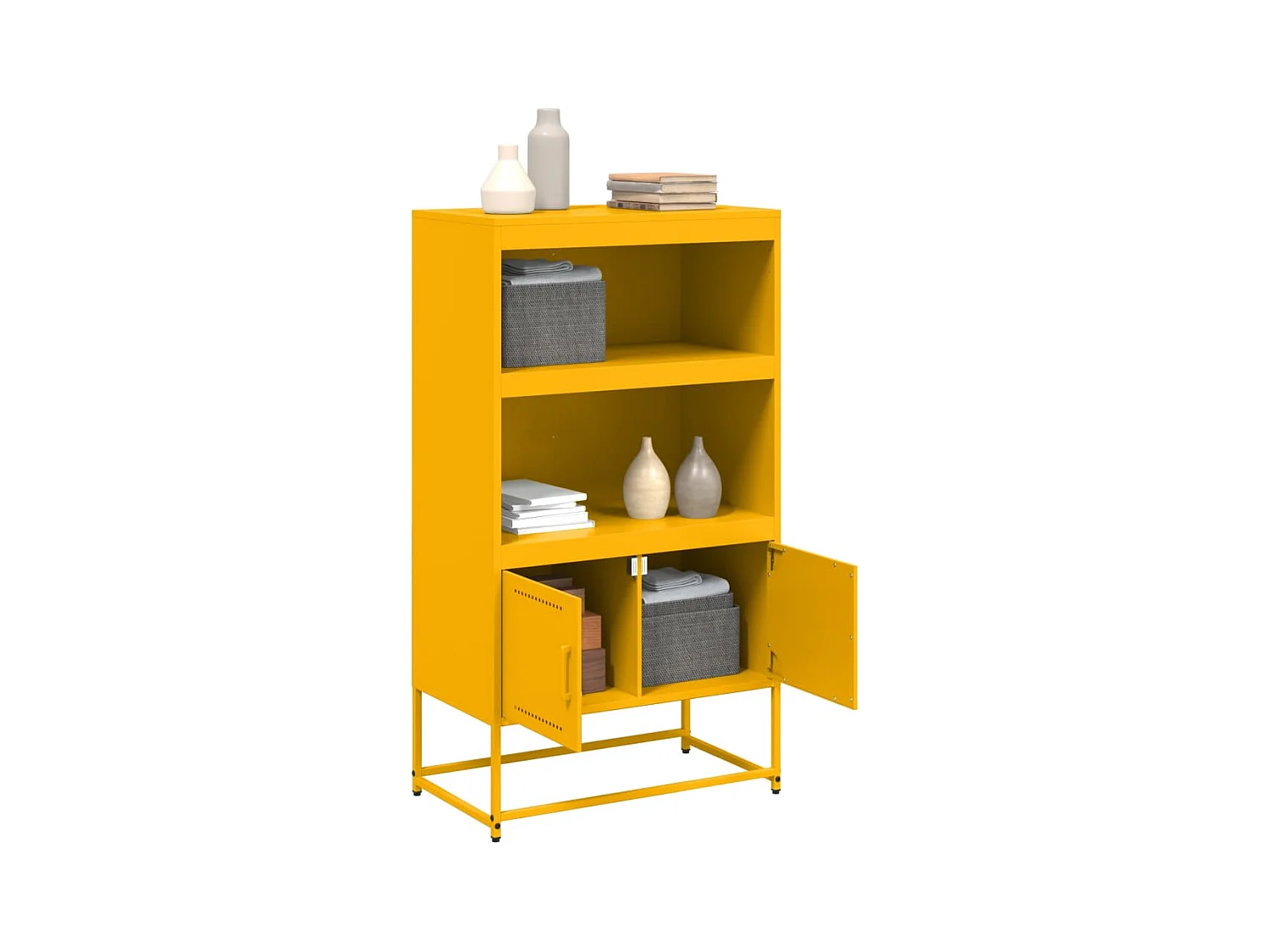 Buffet haut jaune moutarde 68,5x38,5x123,5 cm acier