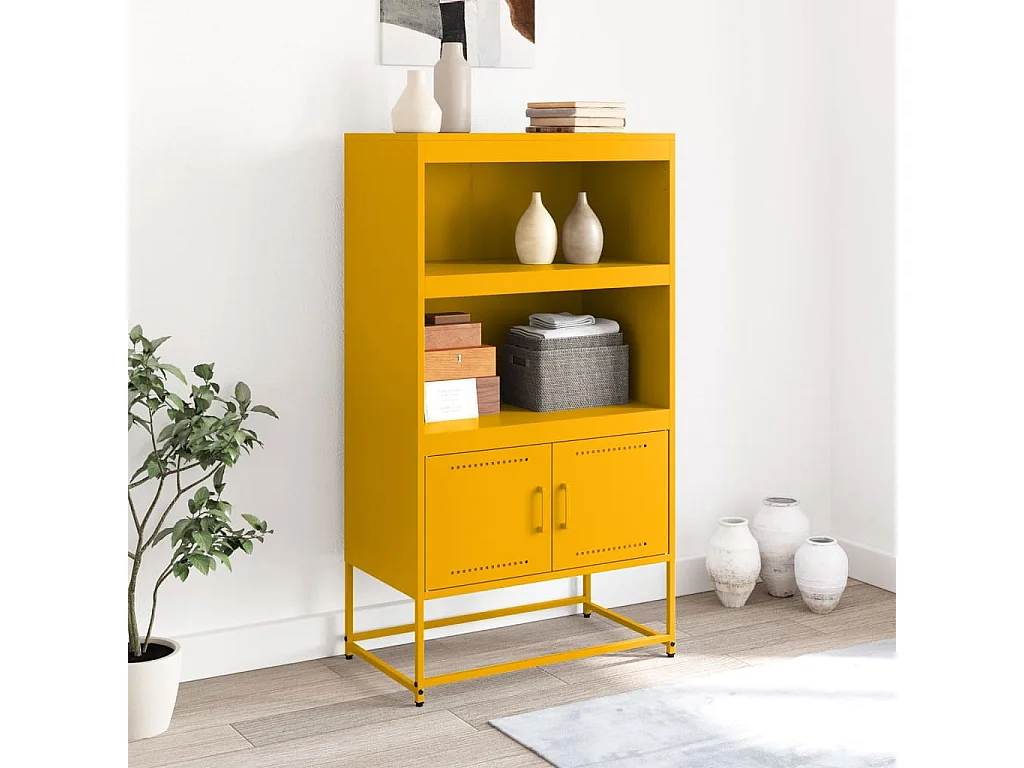 Buffet haut jaune moutarde 68,5x38,5x123,5 cm acier