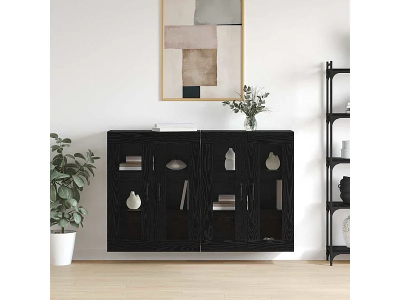 Pensili 2 pezzi Rovere Nero 69,5 x 34 x 90 cm