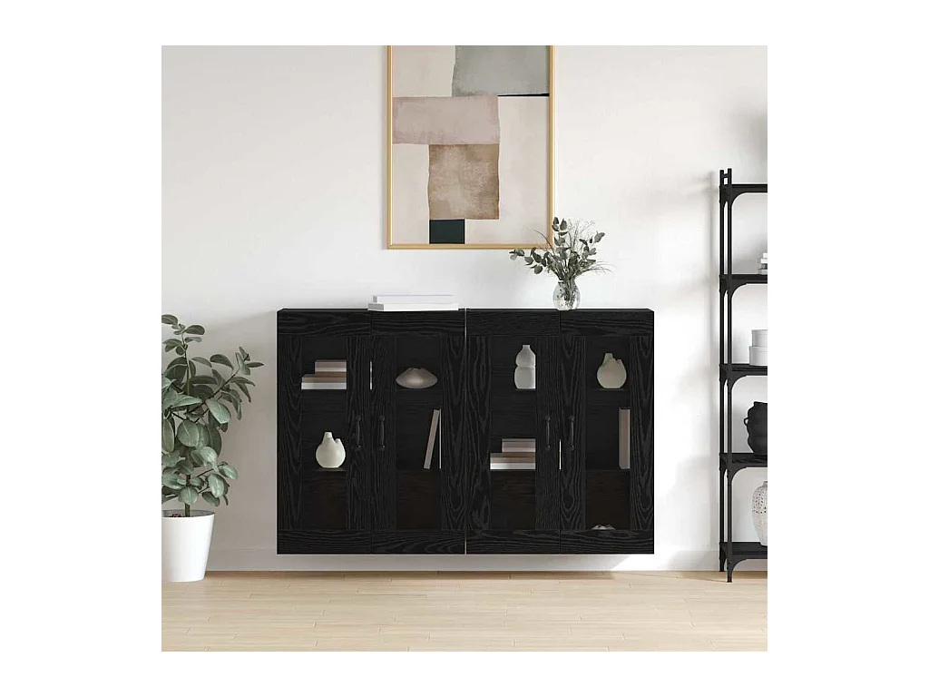 Pensili 2 pezzi Rovere Nero 69,5 x 34 x 90 cm