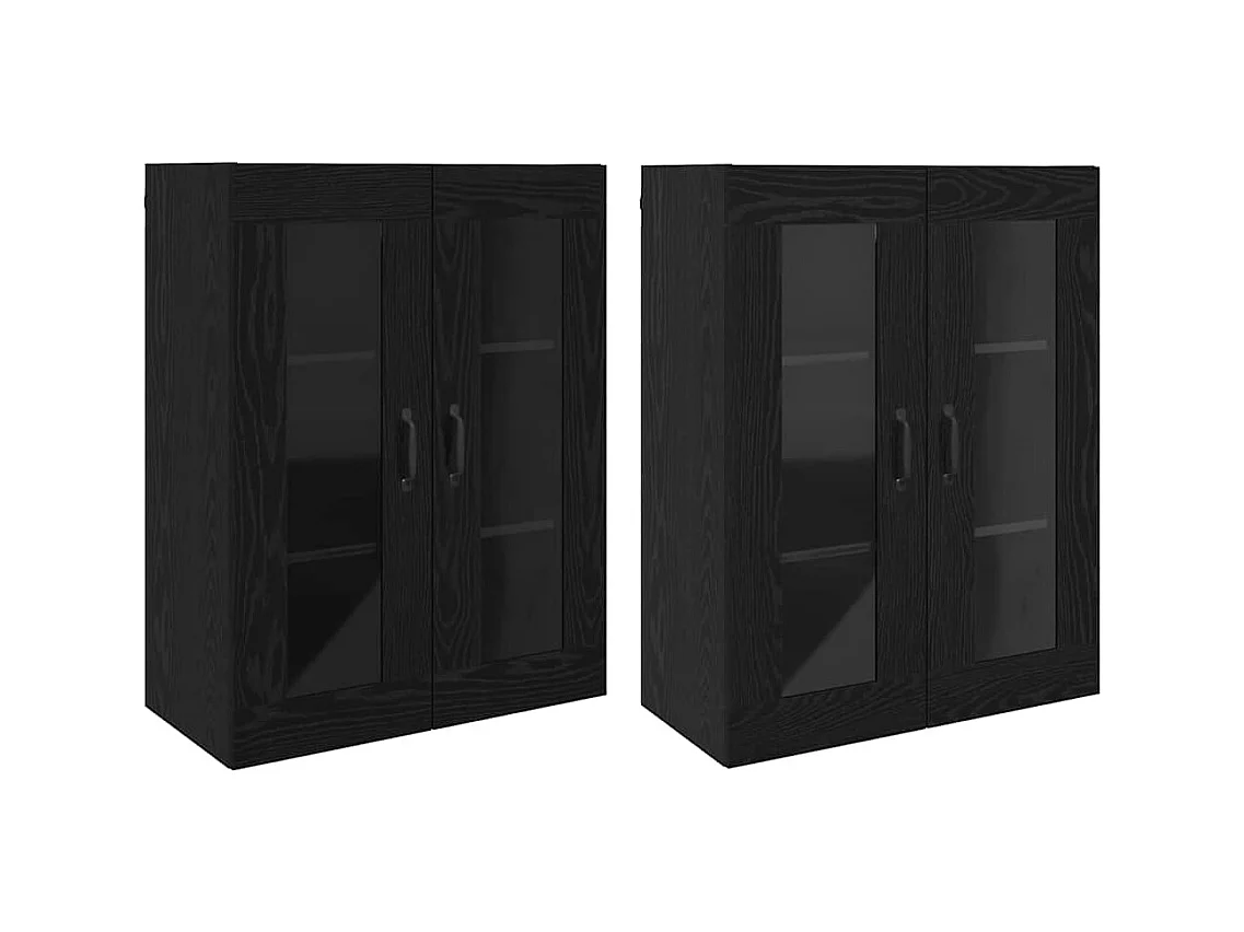 Pensili 2 pezzi Rovere Nero 69,5 x 34 x 90 cm