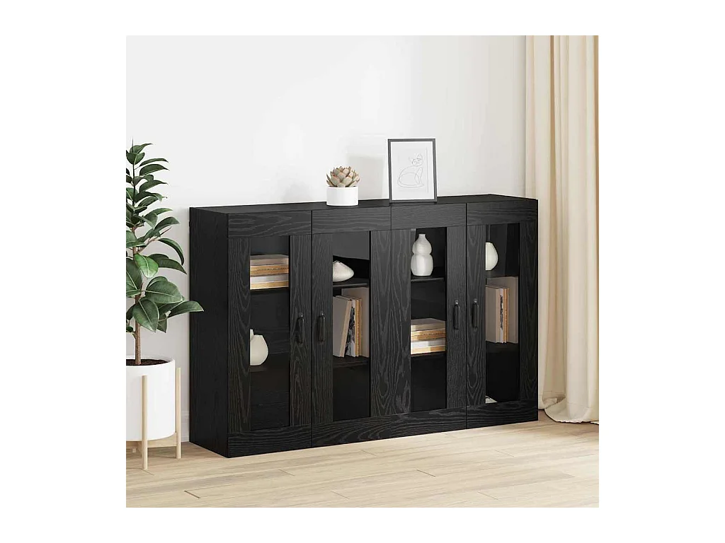 Pensili 2 pezzi Rovere Nero 69,5 x 34 x 90 cm