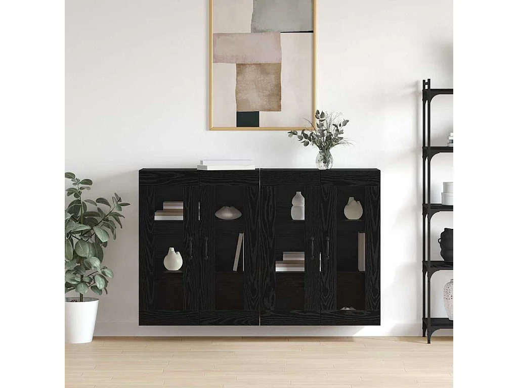 Wandschränke 2 Stk. Schwarze Eiche 69,5 x 34 x 90 cm