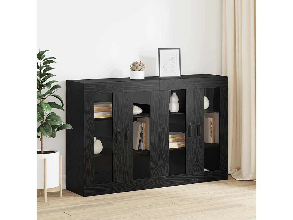 Wandschränke 2 Stk. Schwarze Eiche 69,5 x 34 x 90 cm