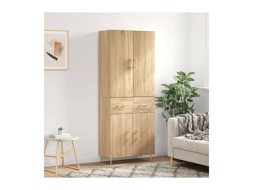 Credenza alta in rovere Sonoma 69,5x34x180 cm Legno ingegnerizzato