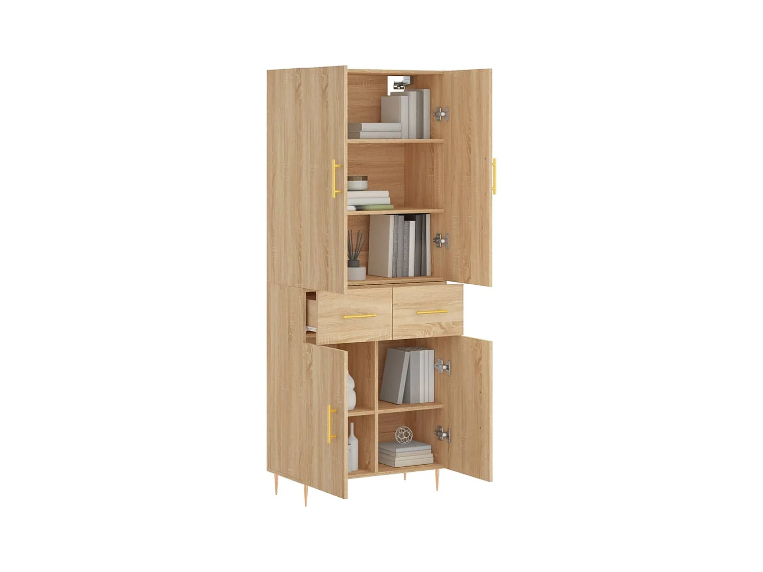 Credenza alta in rovere Sonoma 69,5x34x180 cm Legno ingegnerizzato