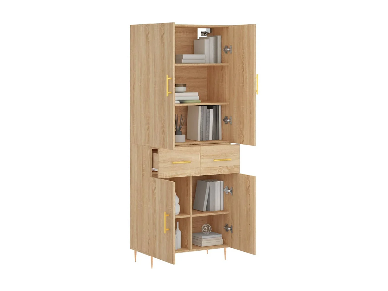 Credenza alta in rovere Sonoma 69,5x34x180 cm Legno ingegnerizzato