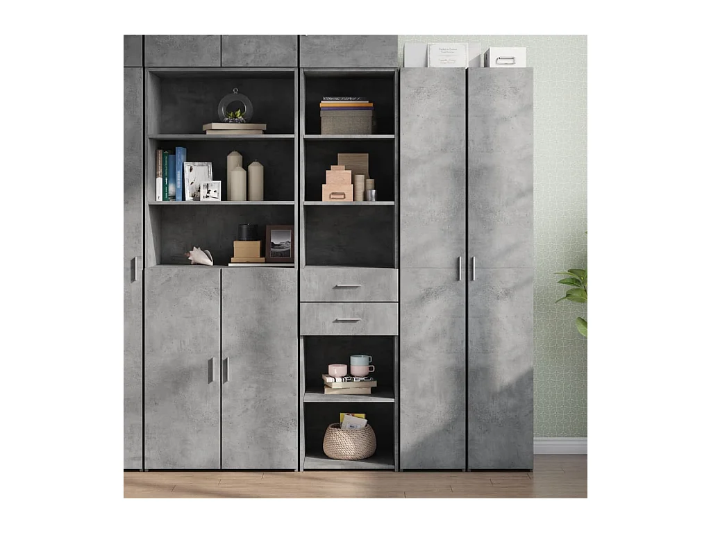Buffet haut gris béton 45x42,5x185 cm bois d'ingénierie