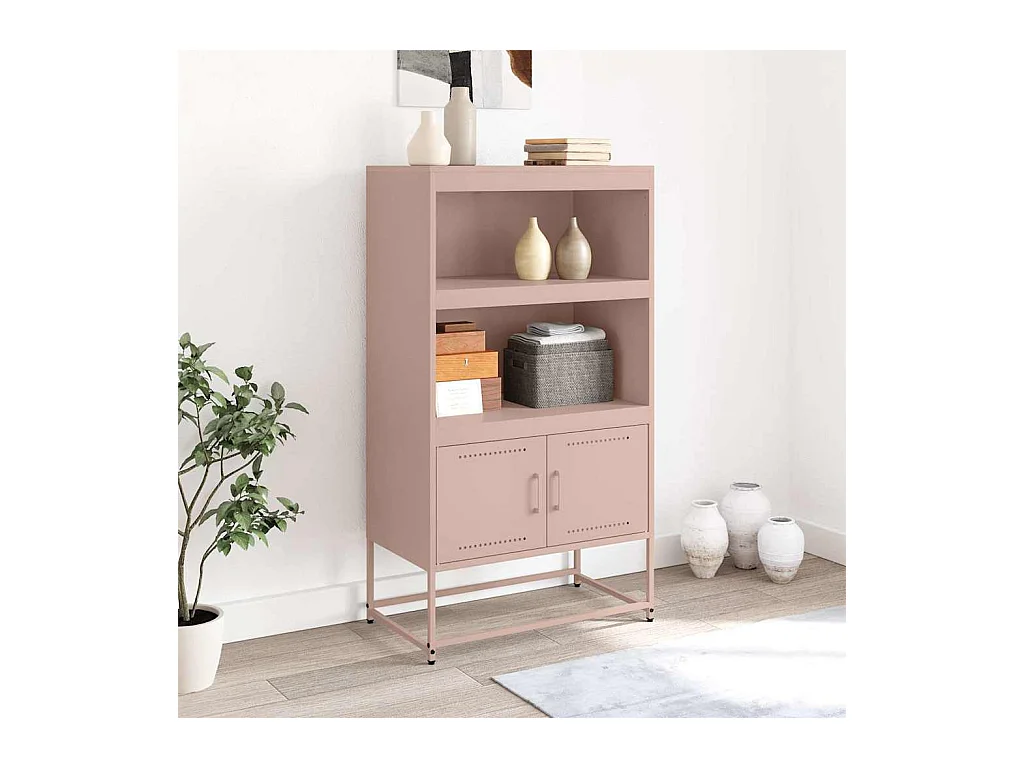 Buffet haut rose 68,5x38,5x123,5 cm acier