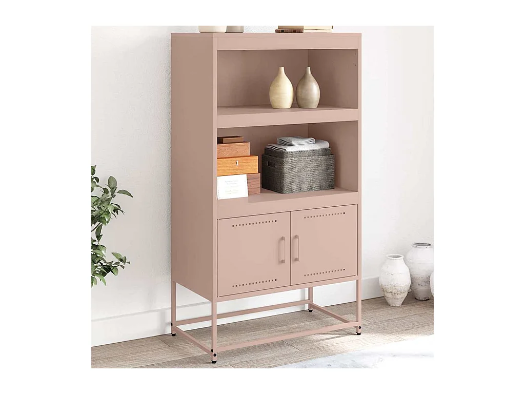 Roze hoog dressoir 68,5x38,5x123,5 cm staal