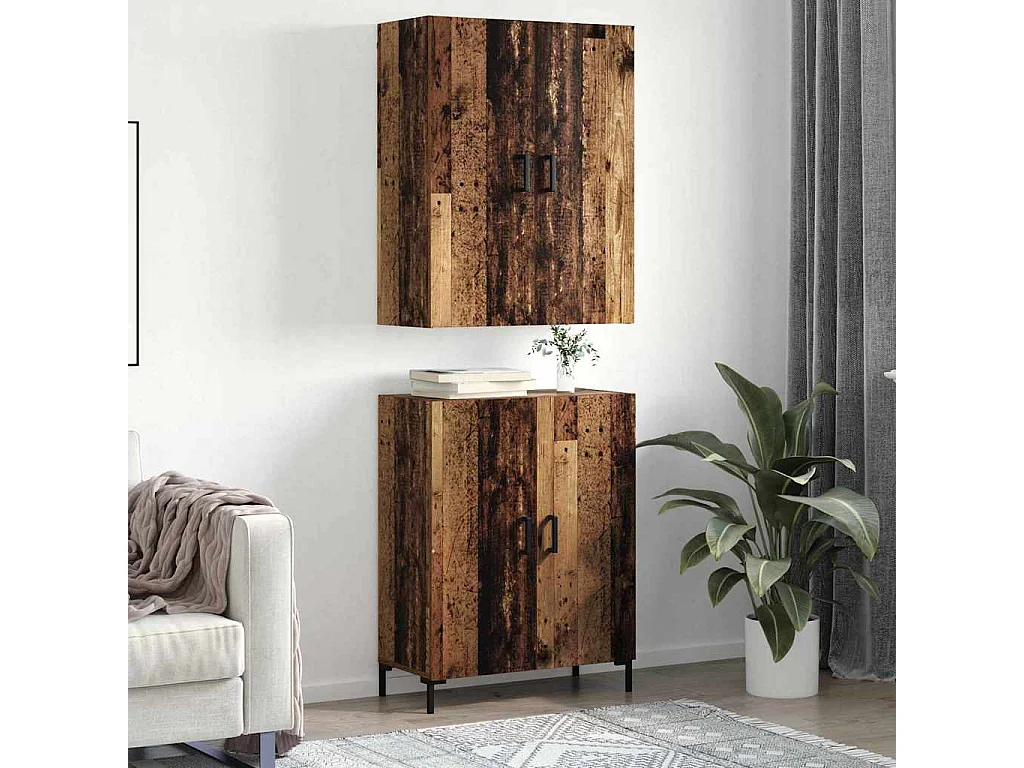 Mobile alto in legno antico 69,5 x 34 x 180 cm in legno ingegnerizzato