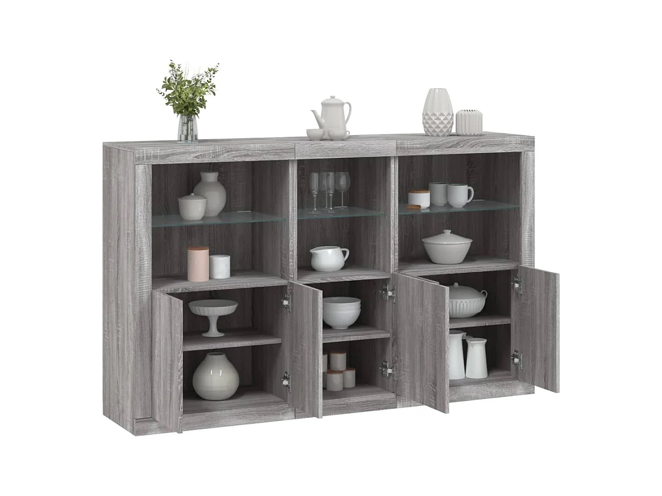 Buffet avec lumières LED sonoma gris 162x37x100 cm