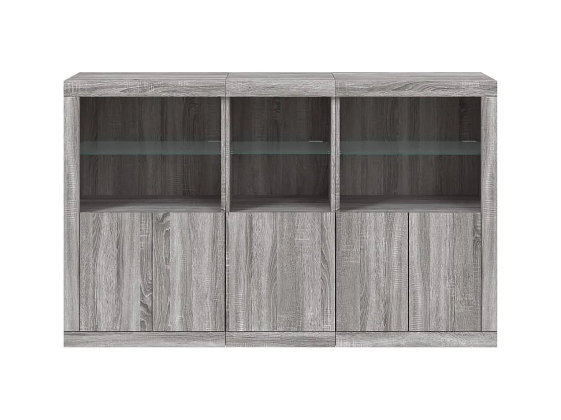 Dressoir met LED-verlichting Sonoma grijs 162x37x100 cm