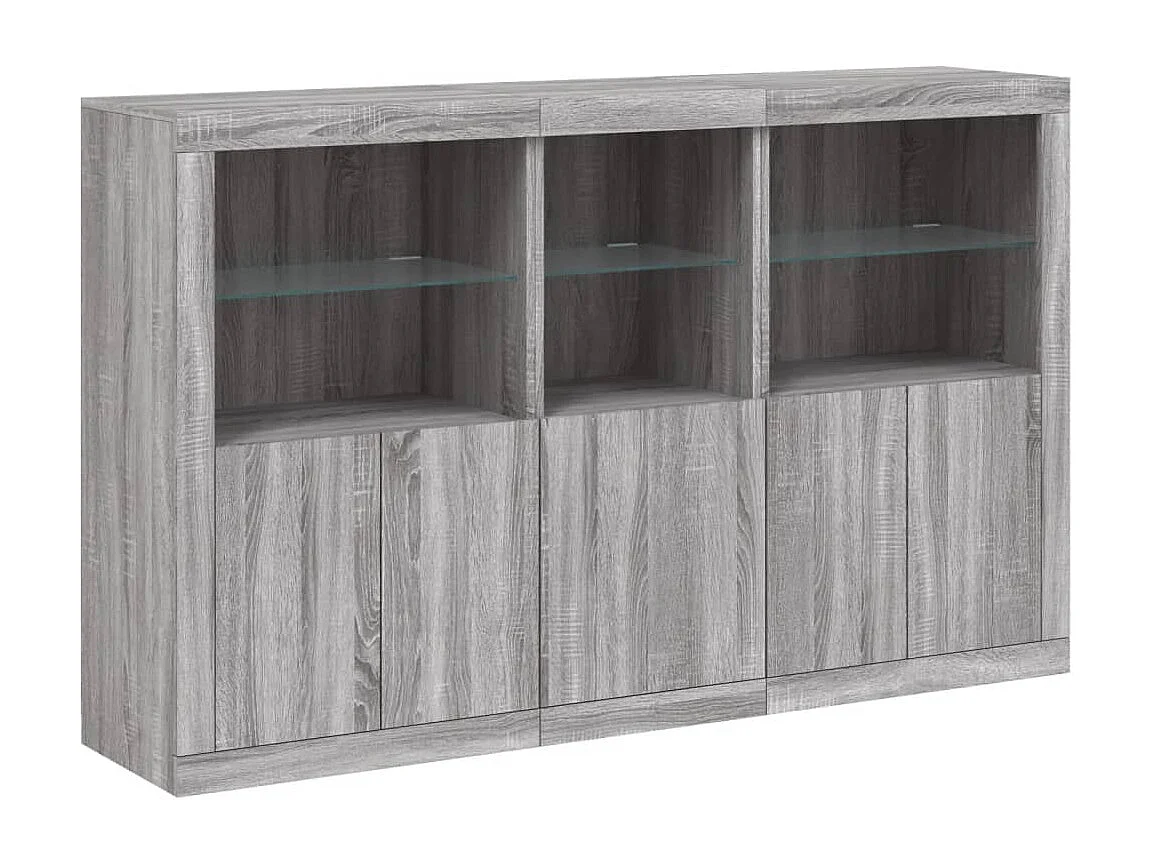 Buffet avec lumières LED sonoma gris 162x37x100 cm