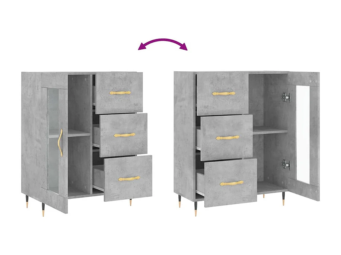 Credenza grigio cemento 69,5x34x90 cm in legno ingegnerizzato