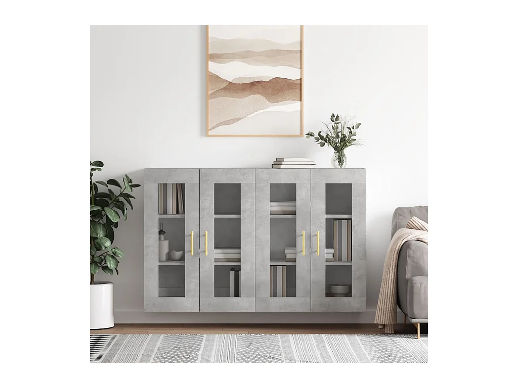 Pensili a 2 pezzi, grigio cemento, legno ingegnerizzato