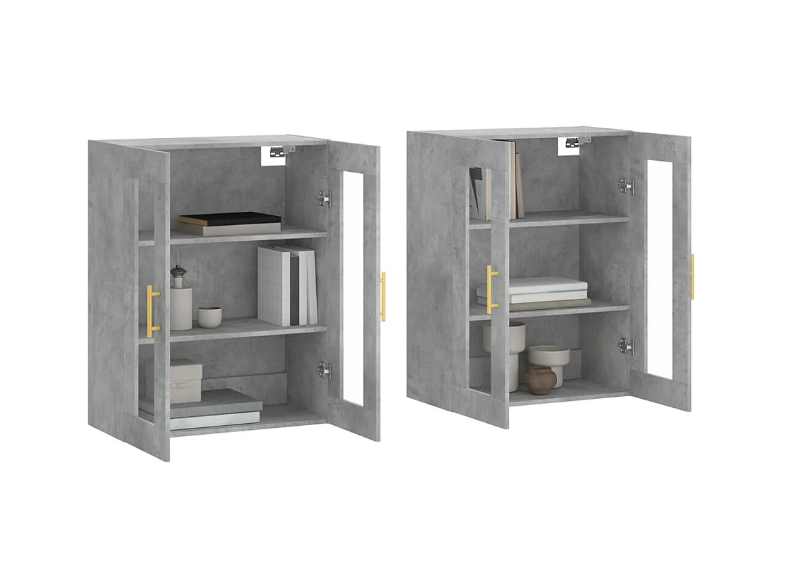 Pensili a 2 pezzi, grigio cemento, legno ingegnerizzato