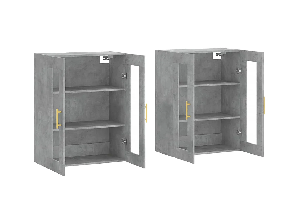 Pensili a 2 pezzi, grigio cemento, legno ingegnerizzato