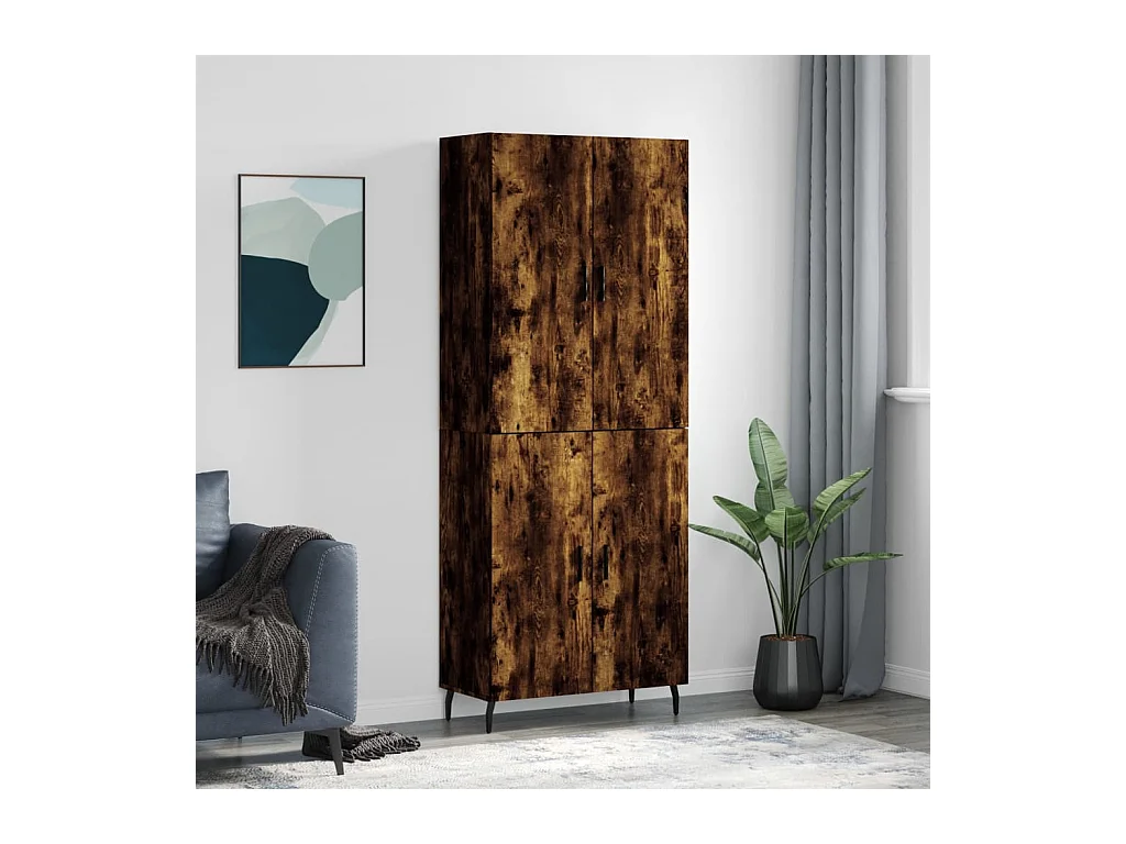 Buffet haut Chêne fumé 69,5x34x180 cm Bois d'ingénierie